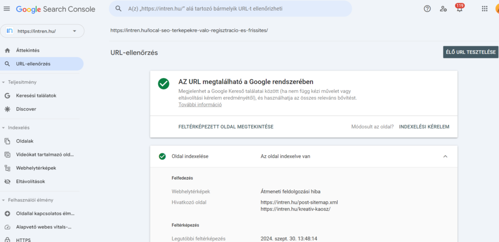 Konkrét URL vizsgálata