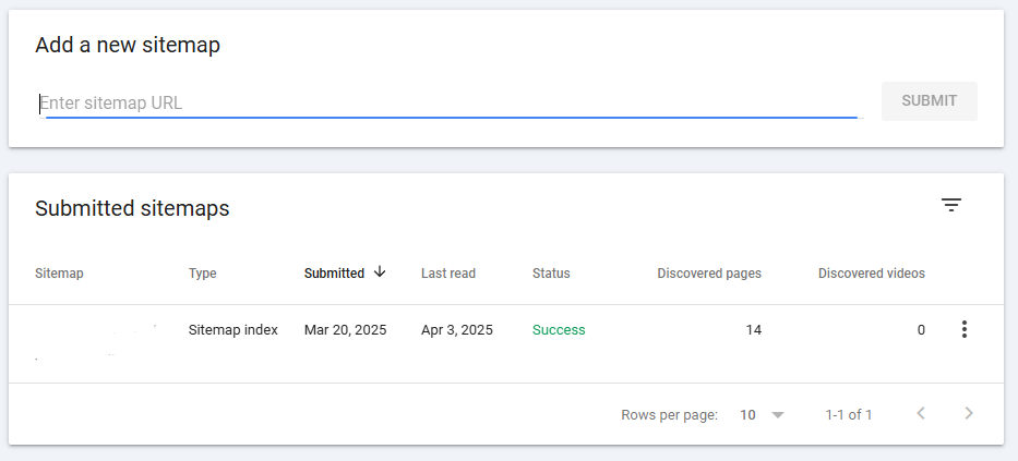google search console sitemap
