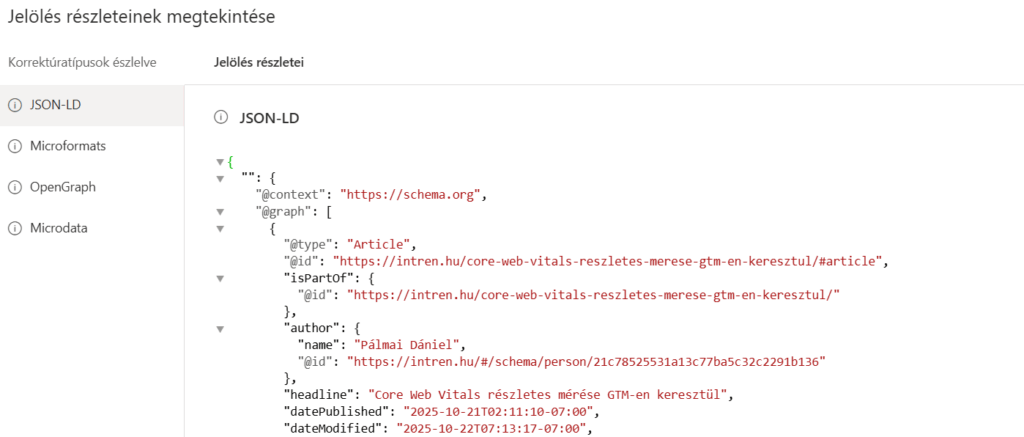 Strukturális jelölők, OpenGraph elemek mutatása